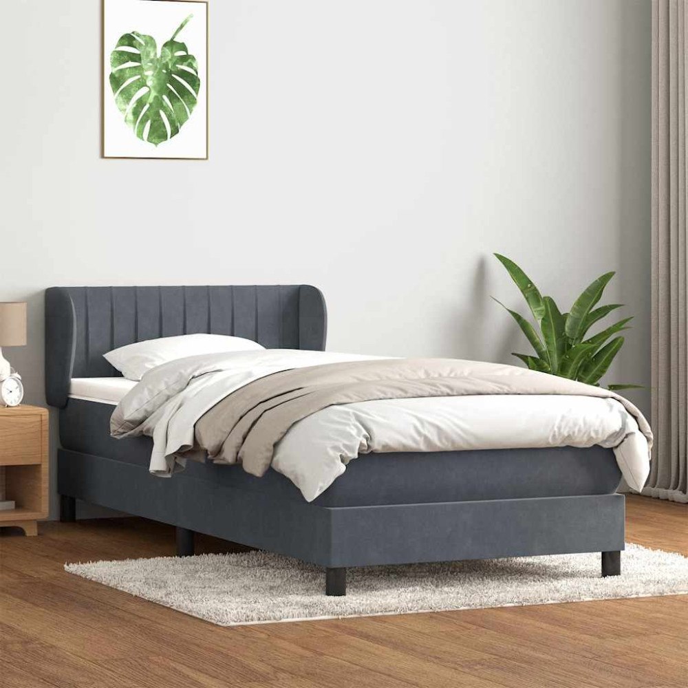 vidaXL Ramsäng med madrass mörkgrå 100x210 cm sammet