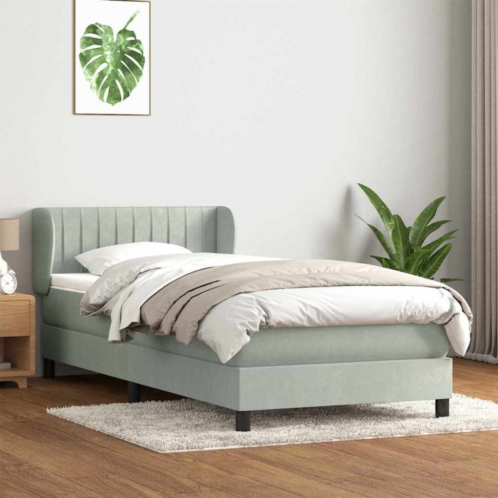 vidaXL Ramsäng med madrass ljusgrå 80x220 cm sammet