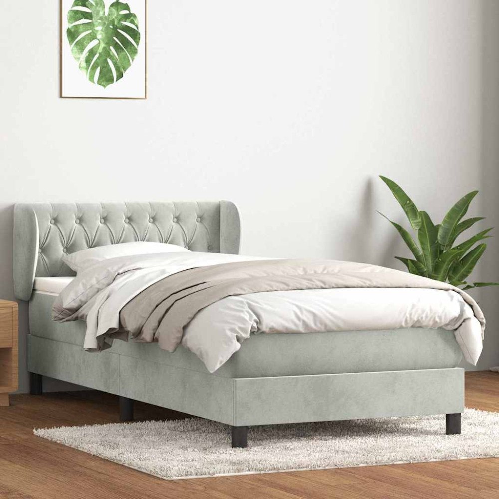 vidaXL Ramsäng med madrass ljusgrå 80x210 cm sammet