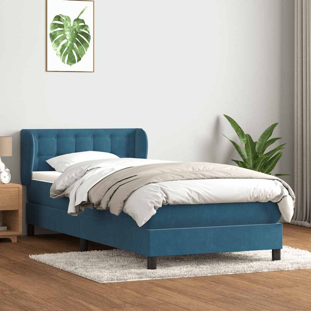 vidaXL Ramsäng med madrass mörkblå 80x220 cm sammet