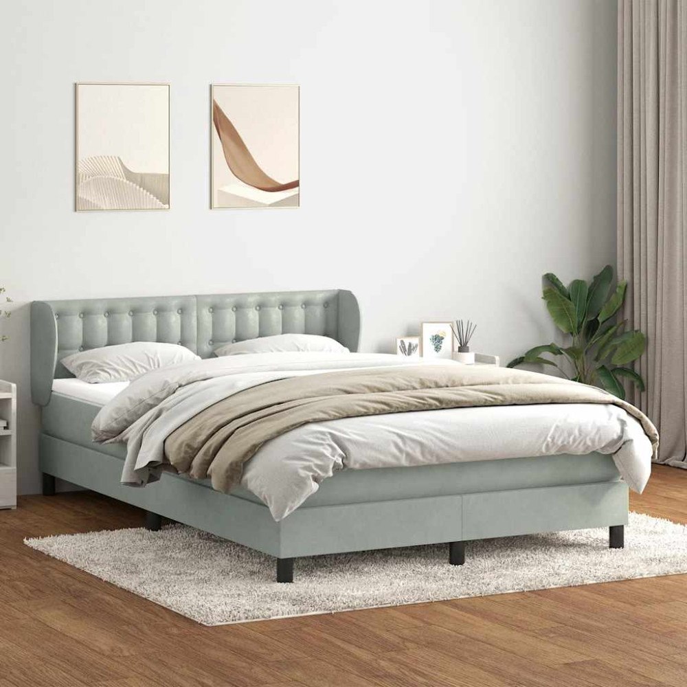 vidaXL Ramsäng med madrass ljusgrå 140x220 cm sammet