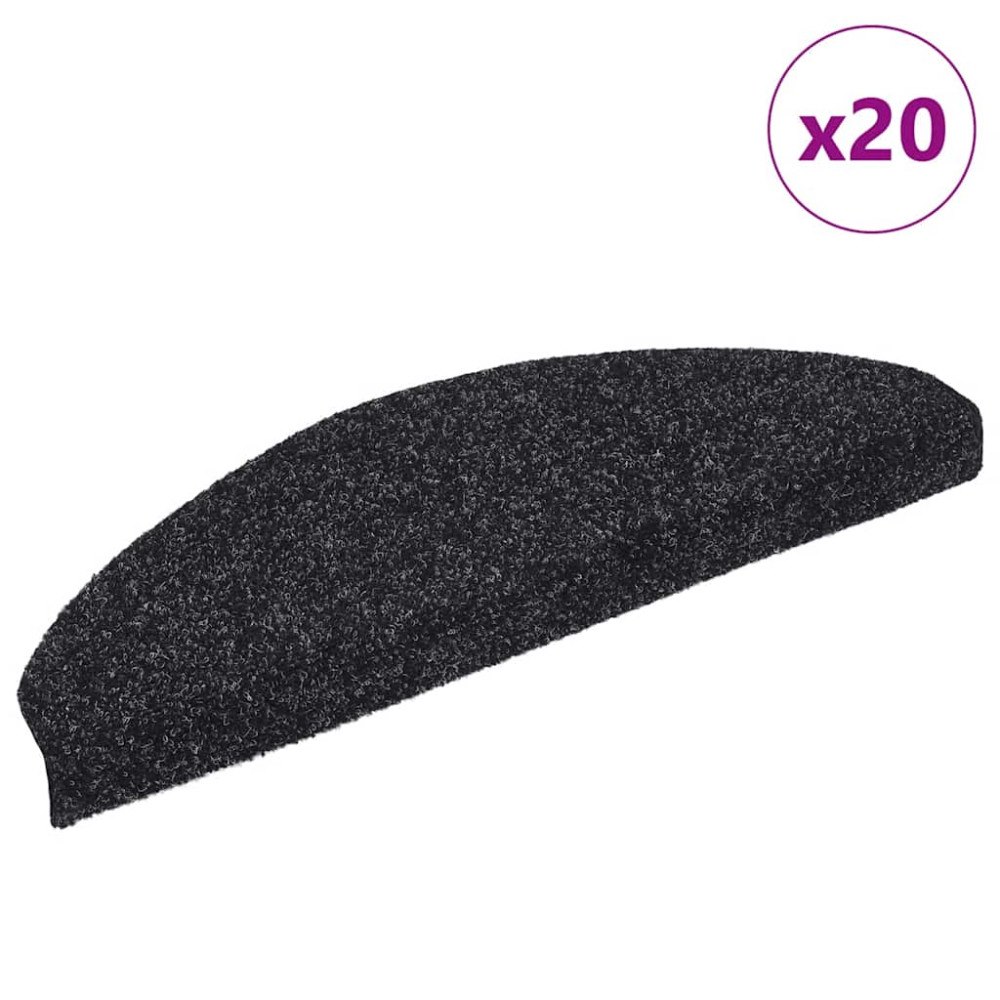 vidaXL Trappmattor självhäftande 20 st svart 65x21x4 cm