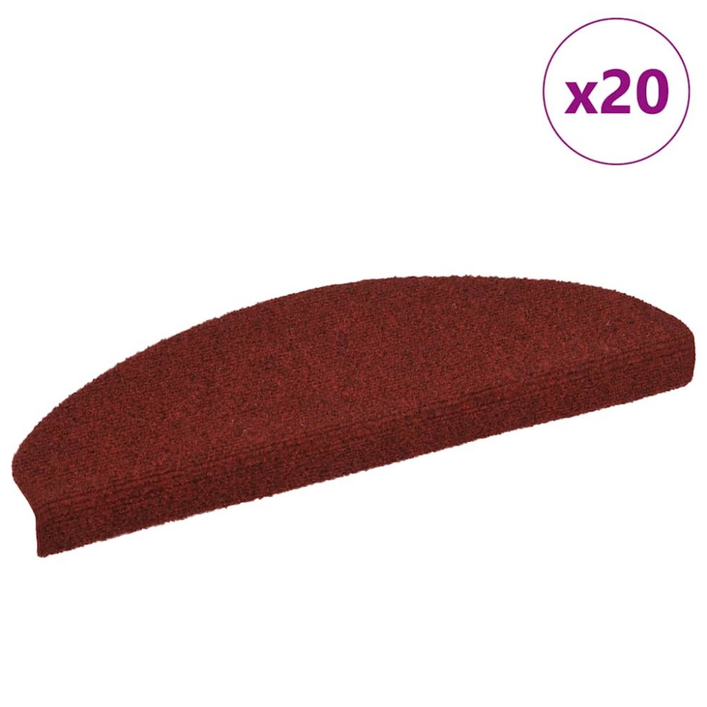 vidaXL Trappmattor självhäftande 20 st röd 65x21x4 cm