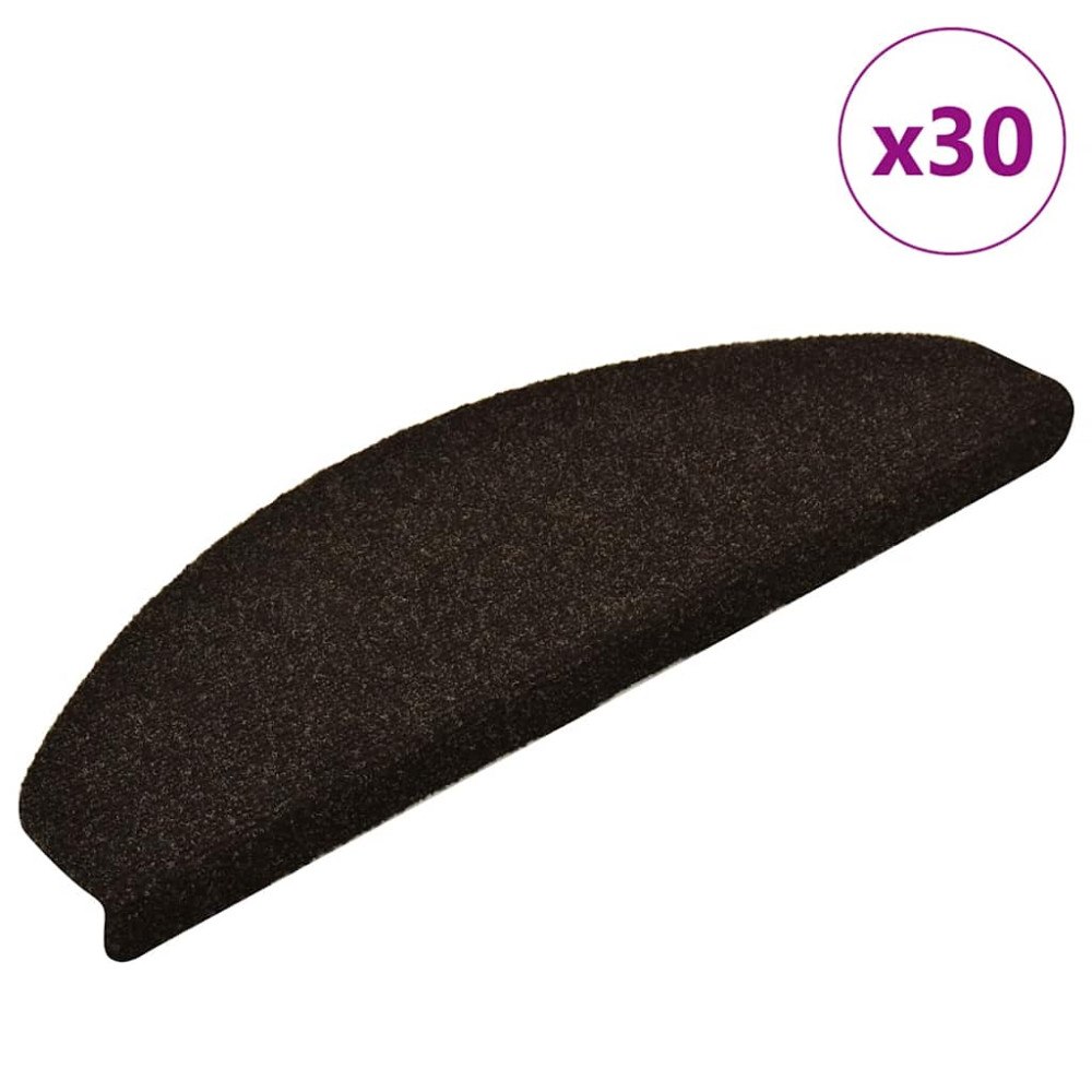 vidaXL Trappmattor självhäftande 30 st mörkbrun 65x21x4 cm