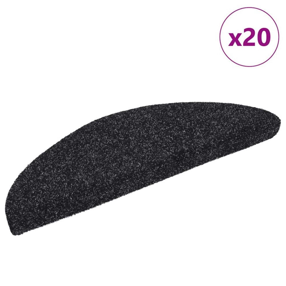 vidaXL Trappmattor självhäftande 20 st svart 56x17x3 cm