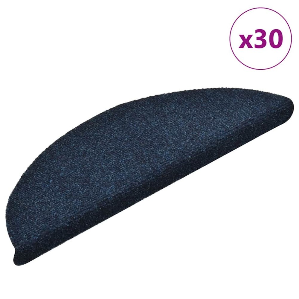 vidaXL Trappmattor självhäftande 30 st marinblå 56x17x3 cm