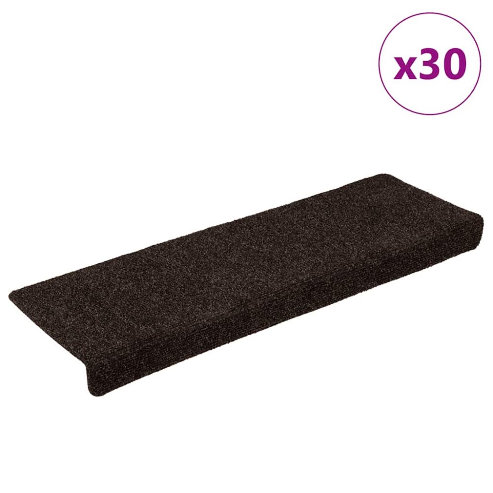 vidaXL Trappmattor självhäftande 30 st brun 65x21x4 cm