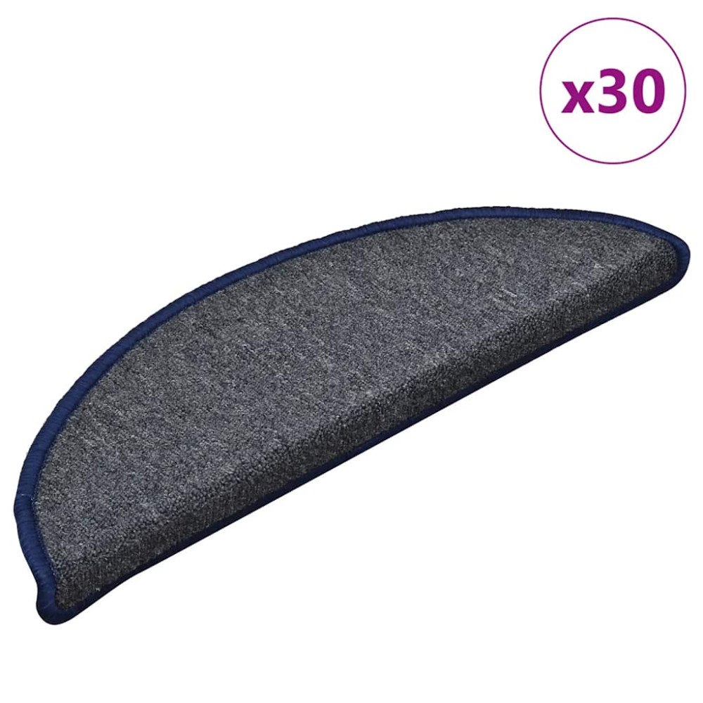 vidaXL Trappmattor 30 st 56x17x3 cm mörkgrå och blå halvrunda
