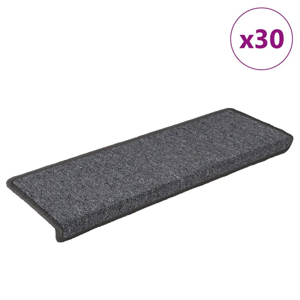 vidaXL Trappmattor 30 st 65x21x4 cm mörkgrå rektangulär kant