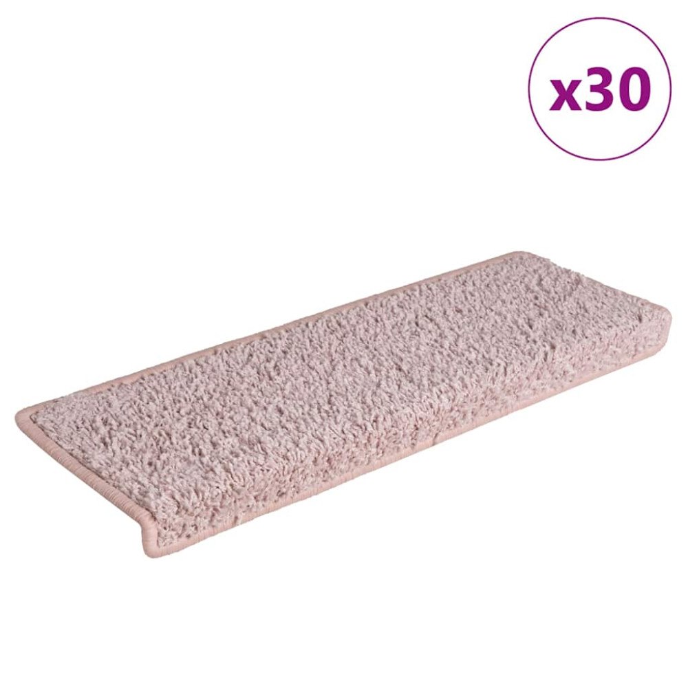 vidaXL Trappmattor 30 st 65x21x4 cm vit och rosa