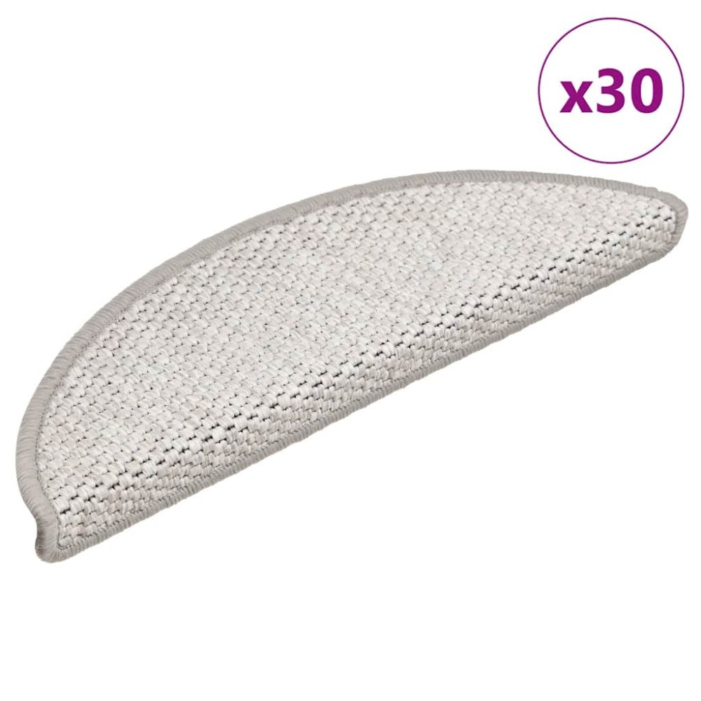 vidaXL Trappmattor självhäftande sisal-look 30 st 56x17x3 cm platina