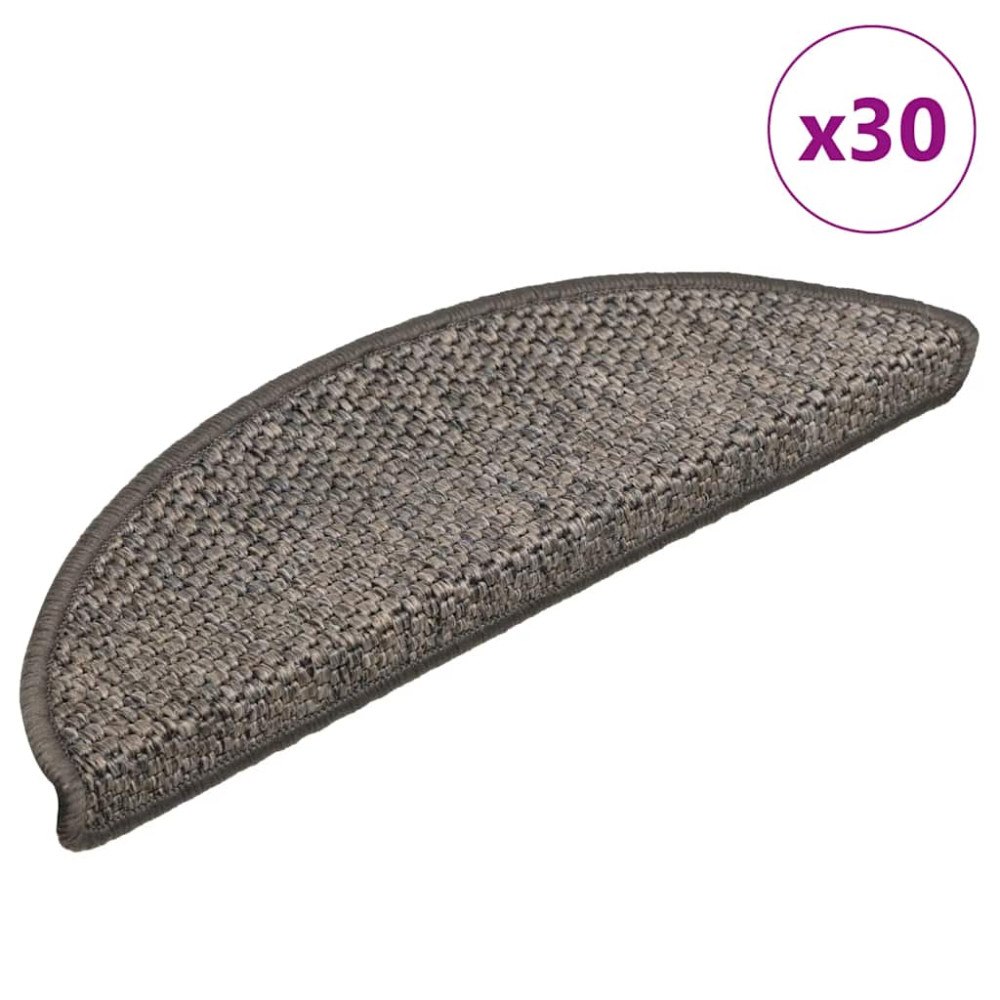 vidaXL Trappmattor självhäftande sisal-look 30 st 56x17x3cm brun beige