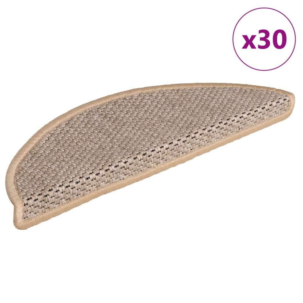 vidaXL Trappmattor självhäftande sisal-look 30 st 56x17x3 cm ljusbeige