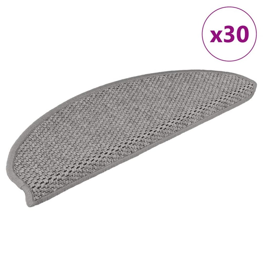 vidaXL Trappmattor självhäftande sisal-look 30 st 65x21x4 cm silver