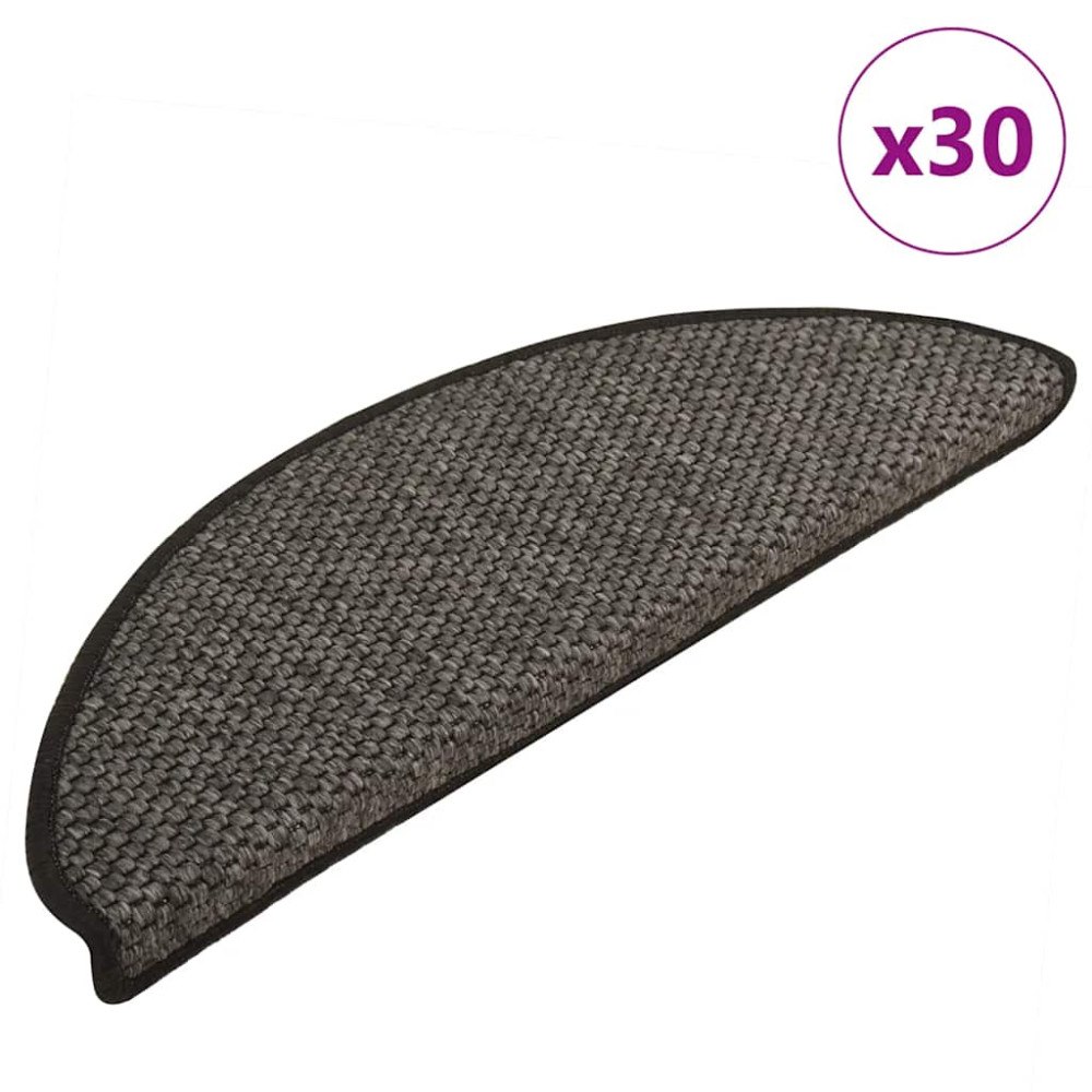 vidaXL Trappmattor självhäftande sisal-look 30 st 65x21x4 cm antracit