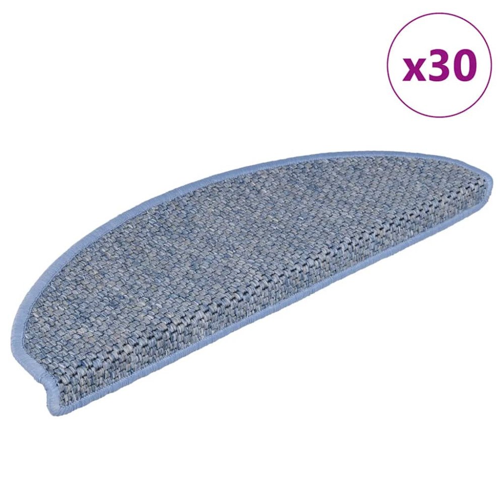 vidaXL Trappmattor självhäftande sisal-look 30 st 65x21x4 cm blå