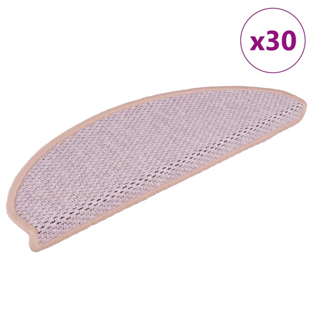 vidaXL Trappmattor självhäftande sisal-look 30 st 65x21x4 cm rosa