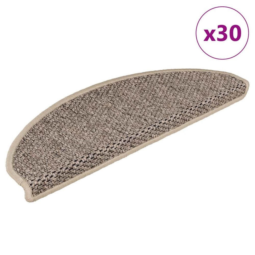 vidaXL Trappmattor självhäftande sisal-look 30 st 65x21x4 cm mörkbeige
