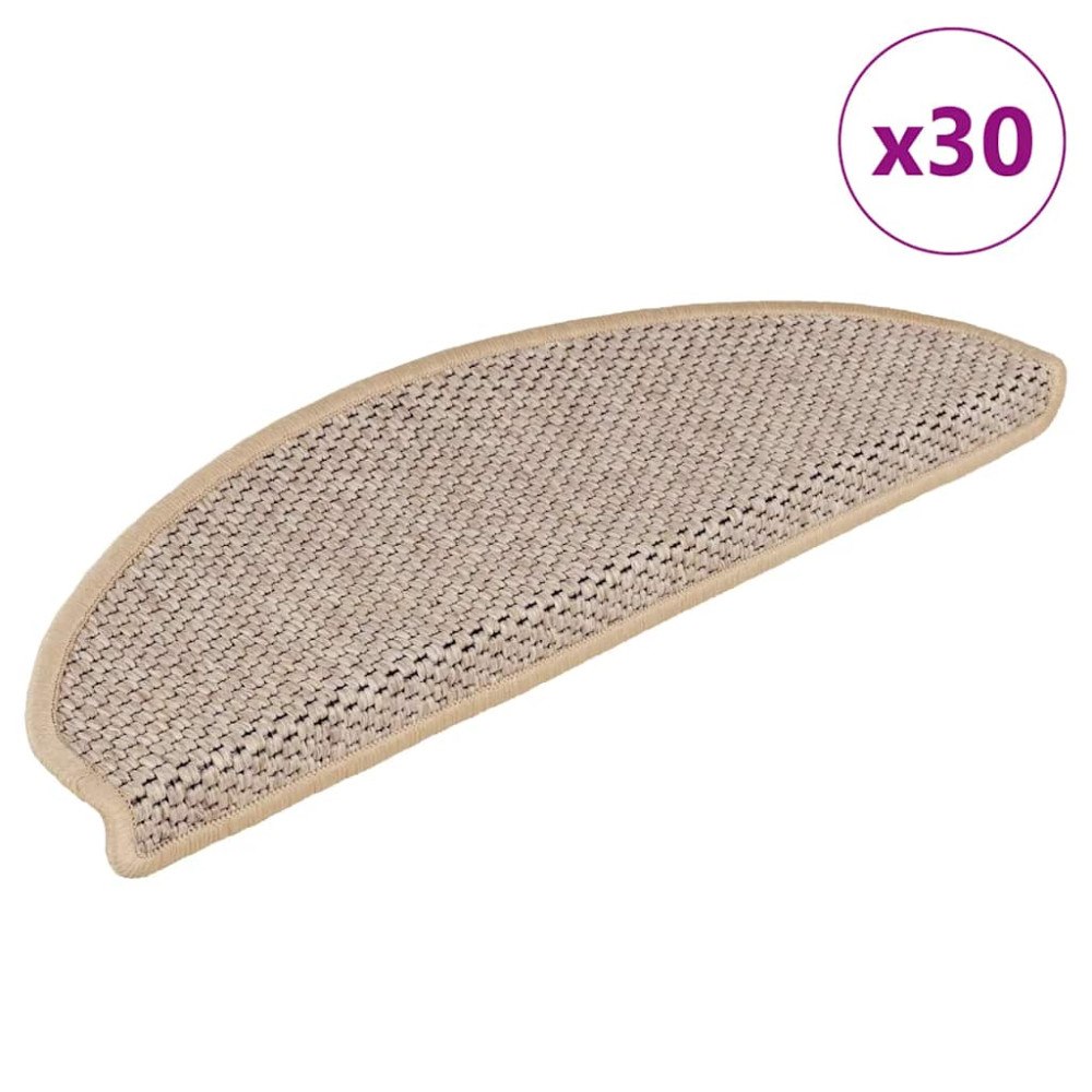 vidaXL Trappmattor självhäftande sisal-look 30 st 65x21x4 cm ljusbeige
