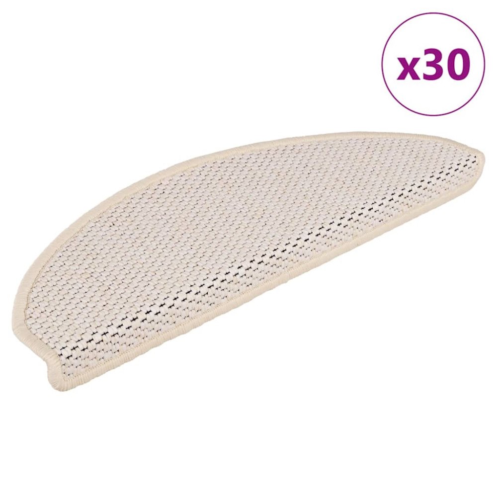 vidaXL Trappmattor självhäftande sisal-look 30 st 65x21x4 cm berber