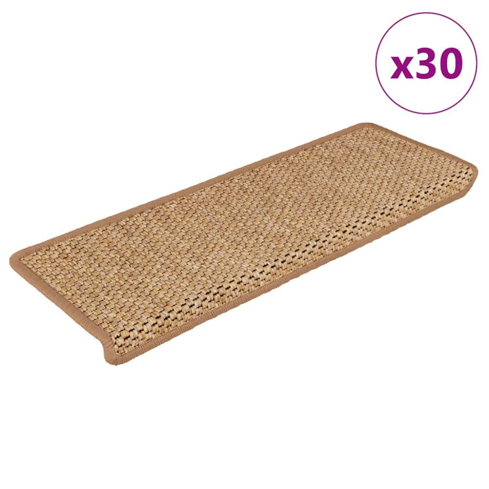 vidaXL Trappmattor självhäftande sisal-look 30 st 65x21x4 cm orange