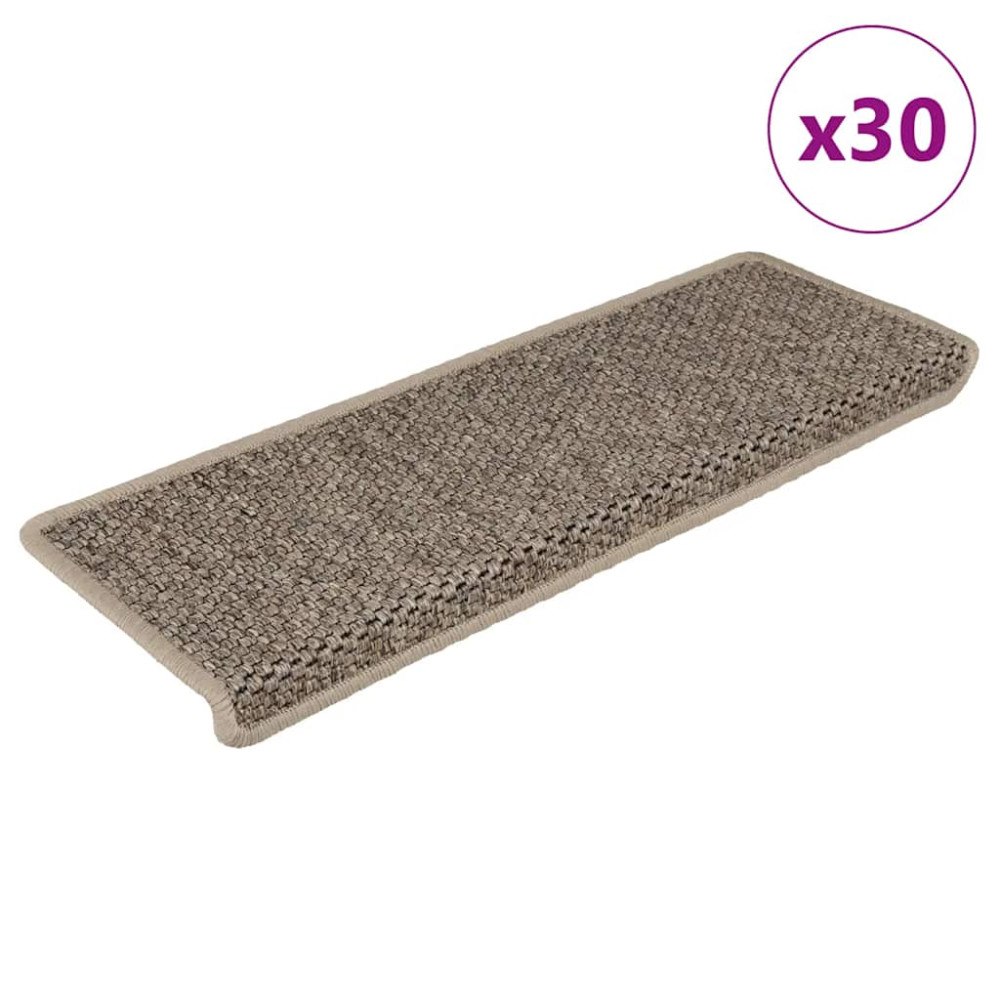 vidaXL Trappmattor självhäftande sisal-look 30 st 65x21x4 cm mörkbeige