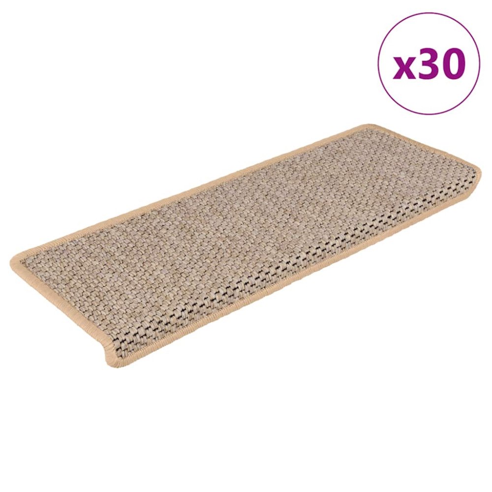 vidaXL Trappmattor självhäftande sisal-look 30 st 65x21x4 cm ljusbeige