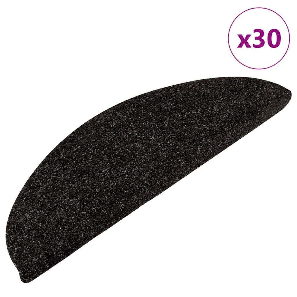 vidaXL Trappmattor självhäftande 30 st svart 56x17x3 cm