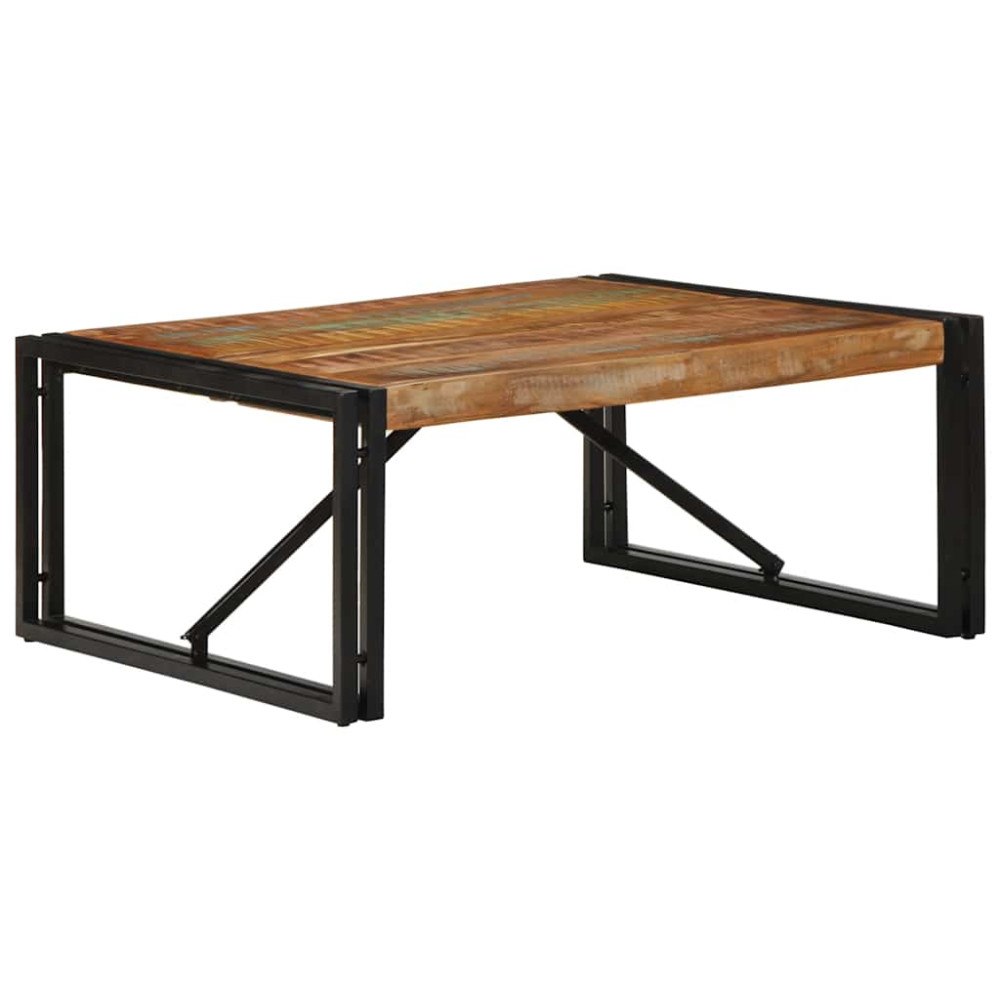 vidaXL Soffbord flerfärgat 80x80x35 cm massivt trä återvunnet