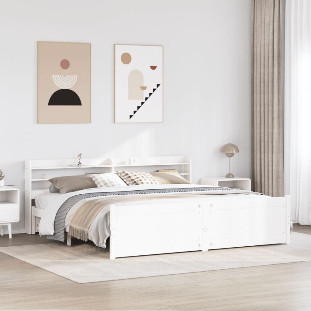 vidaXL Sängram med huvudgavel utan madrass vit 180x200 cm