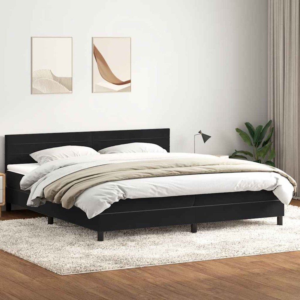 vidaXL Resårsäng med madrass svart 180x220 cm sammet