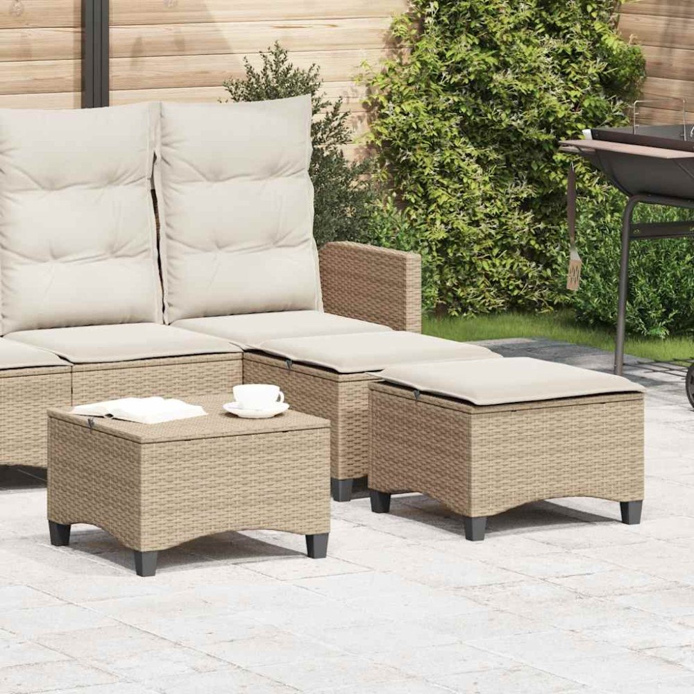 vidaXL Trädgårdspallar med dynor 2 st, beige 55x55x36 cm konstrotting