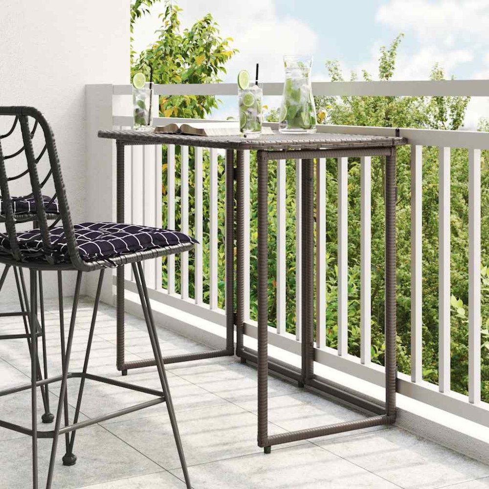 vidaXL Hopfällbart trädgårdsbord brun 90x51x75 cm konstrotting