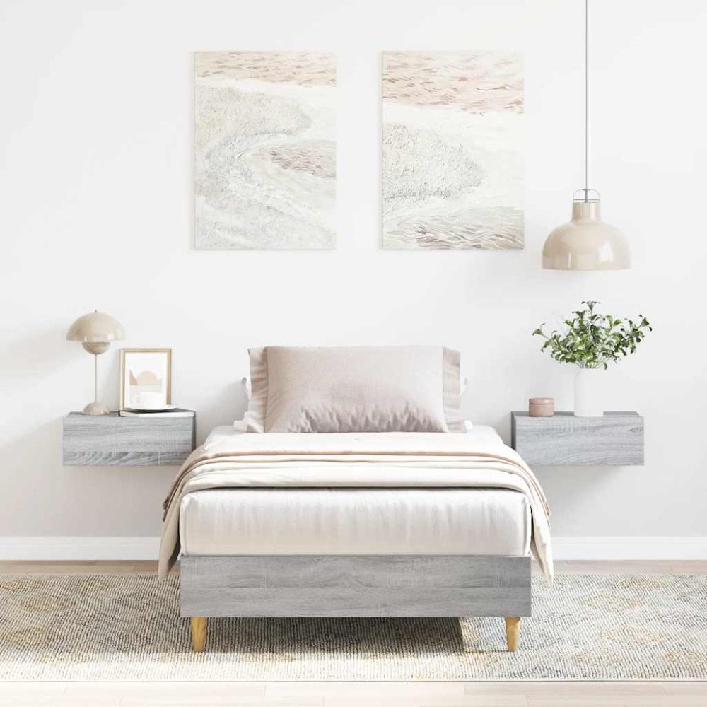 vidaXL Sängram utan madrass grå sonoma 100x200 cm konstruerat trä