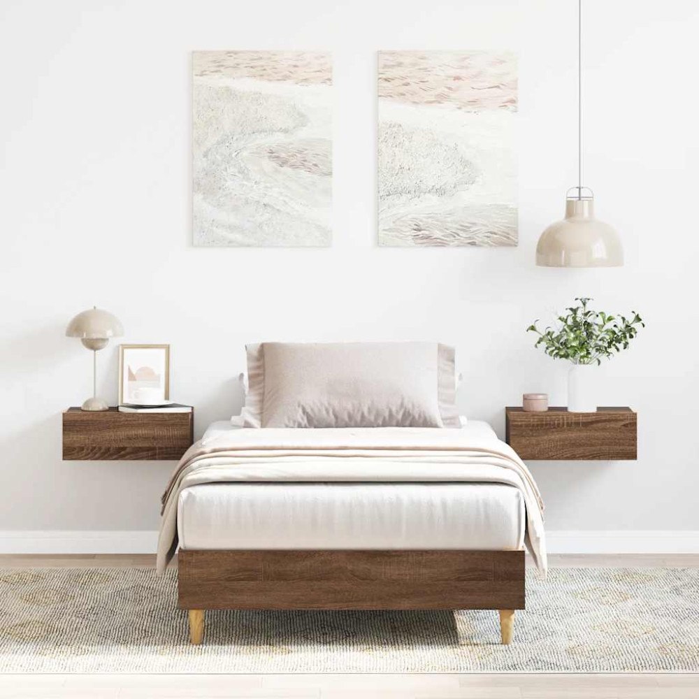 vidaXL Sängram utan madrass brun ek 100x200 cm konstruerat trä