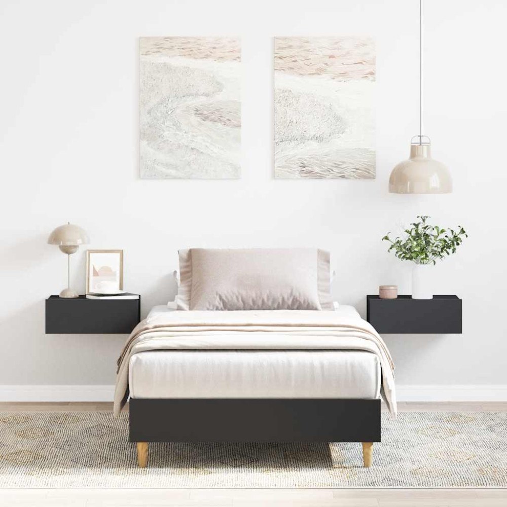 vidaXL Sängram utan madrass svart 90x200 cm konstruerat trä