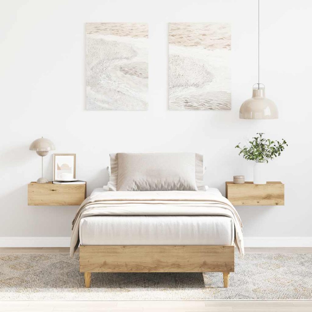 vidaXL Sängram utan madrass hantverksmässig ek 75x190 cm