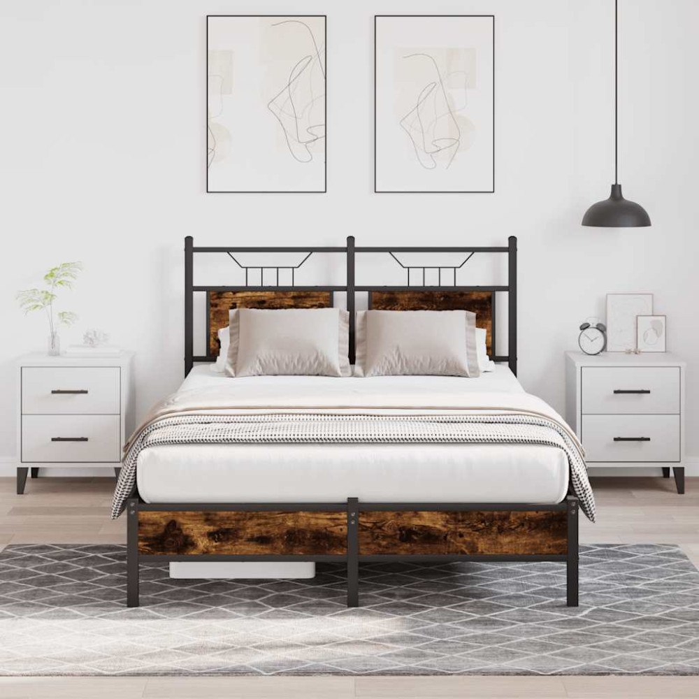 vidaXL Sängram utan madrass rökfärgad ek 120x190 cm konstruerad trä