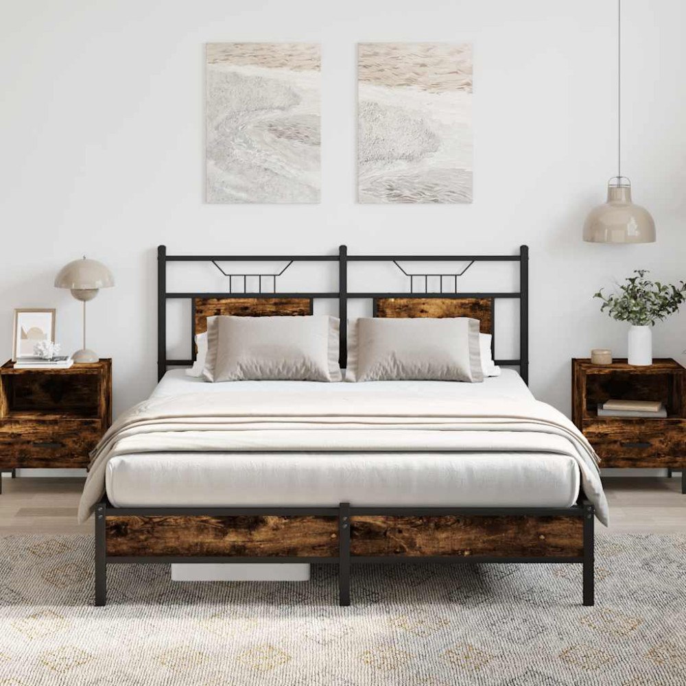 vidaXL Sängram utan madrass rökfärgad ek 140x190 cm konstruerad trä