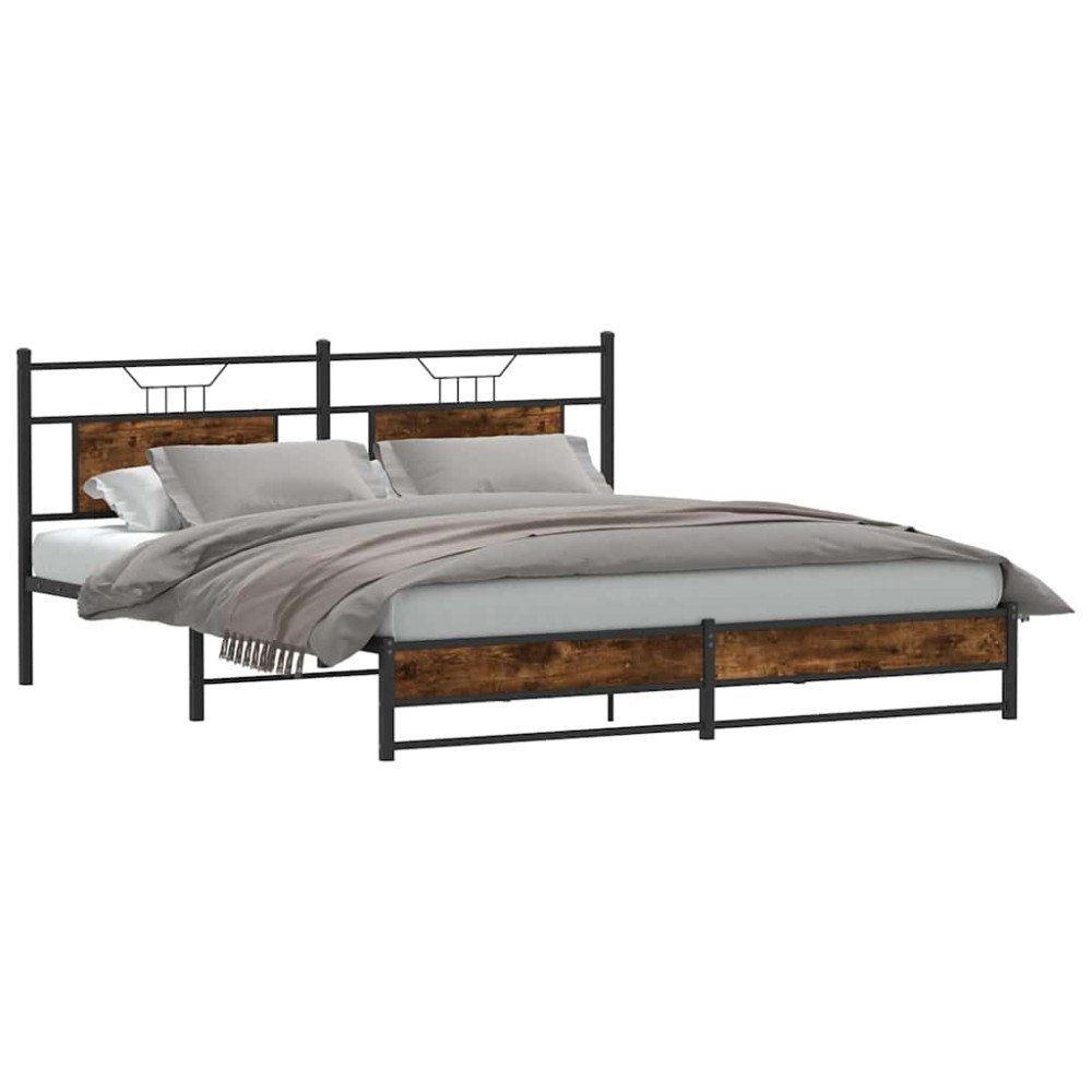 vidaXL Sängram utan madrass rökt ek 160x200cm konstruerat trä