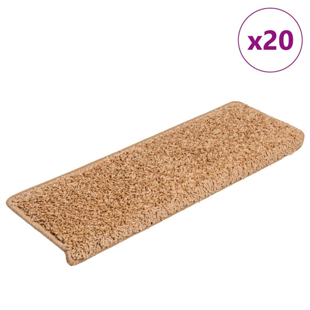 vidaXL Trappmattor 20 st 65x21x4 cm beige rektangulär kant