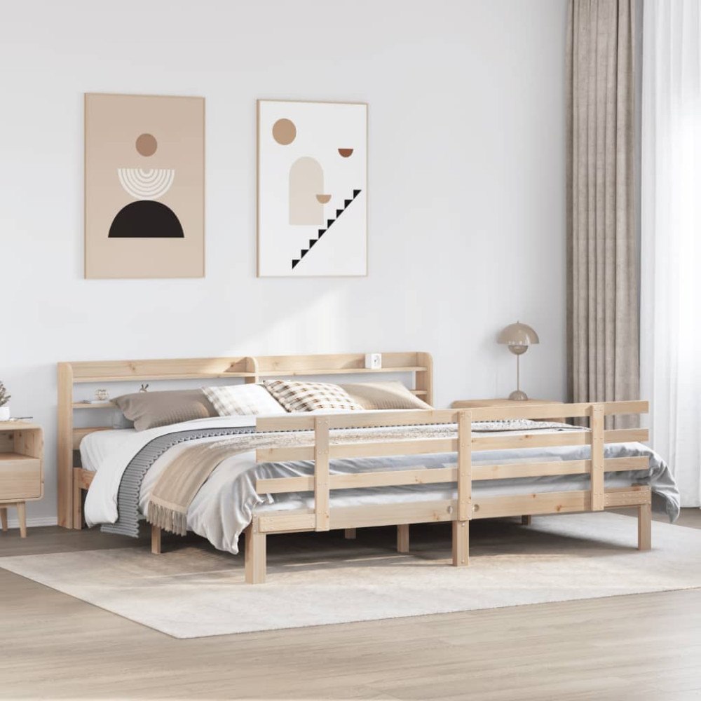vidaXL Sängram med huvudgavel 180x200 cm massiv furu