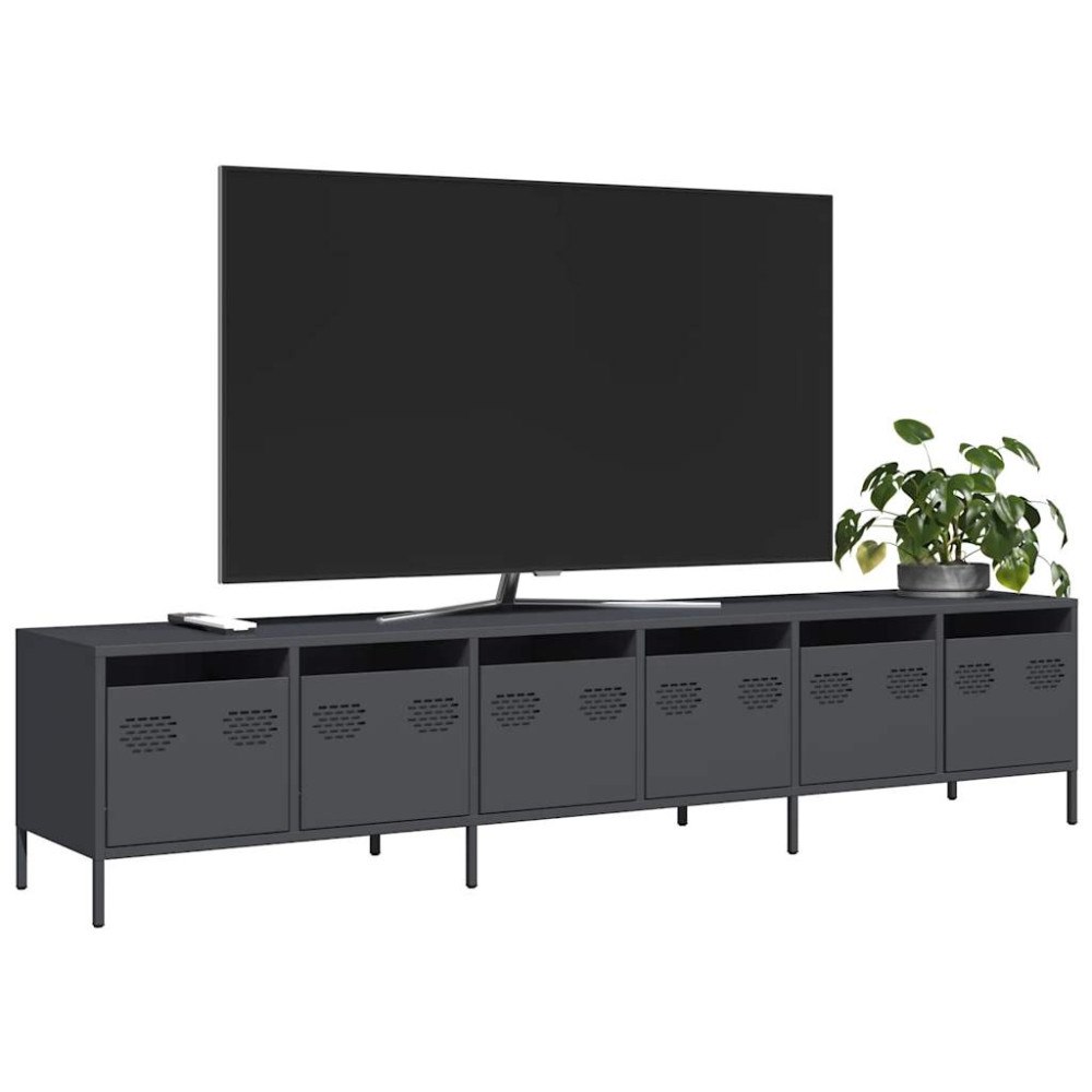 vidaXL Tv-bänk antracit 202x39x43,5 cm kallvalsat stål