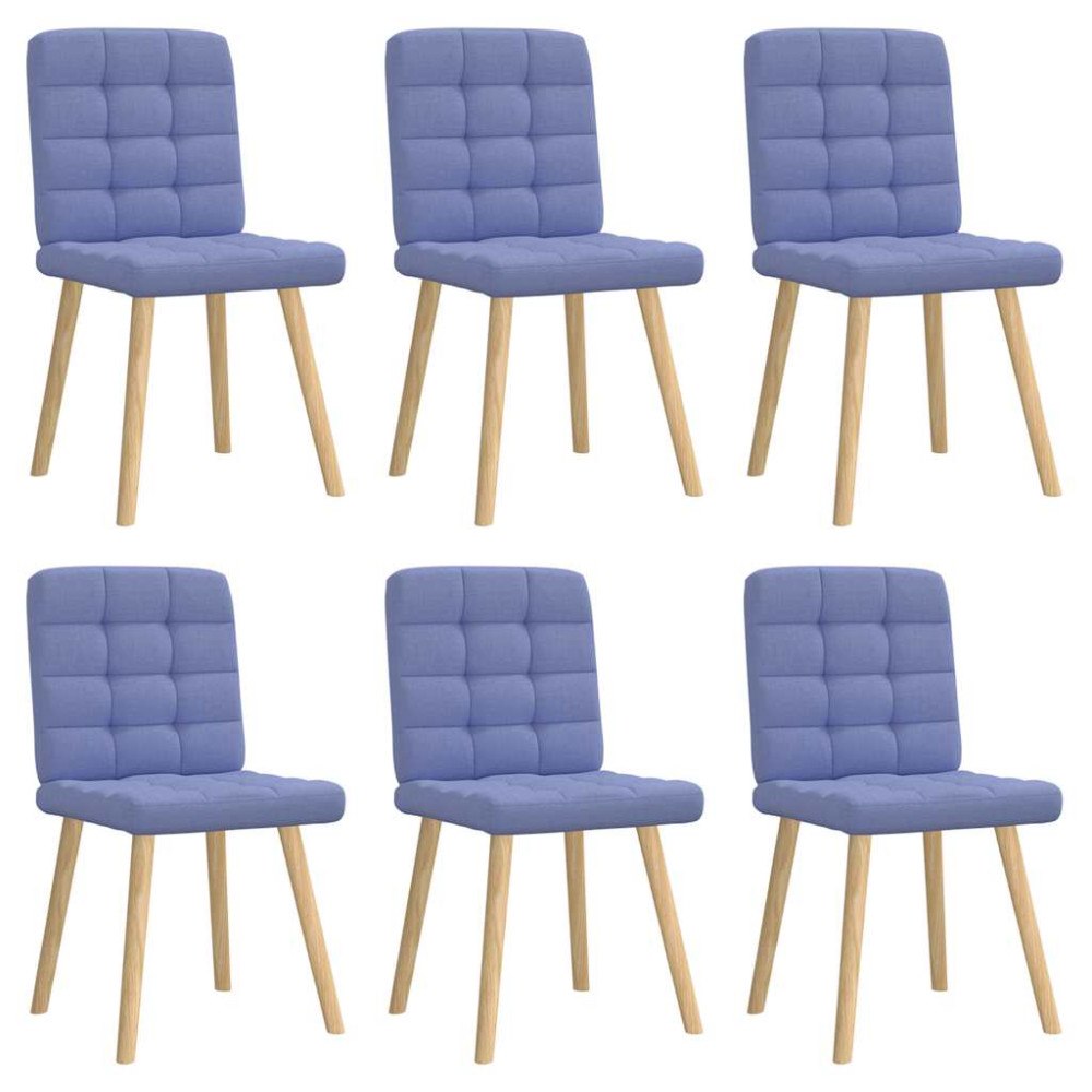 vidaXL Matstolar 6 st Jeans blått tyg