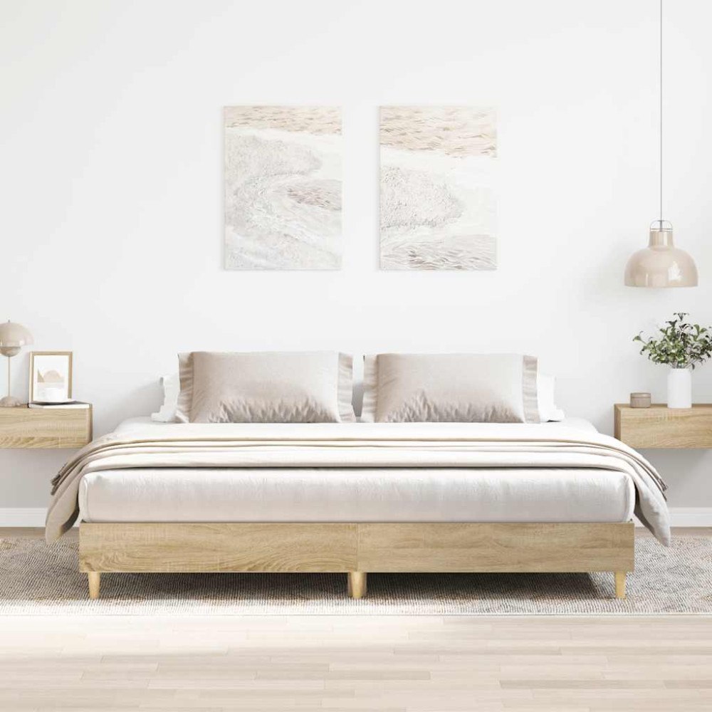 vidaXL Sängram utan madrass Sonoma ek 180x200cm konstruerat trä