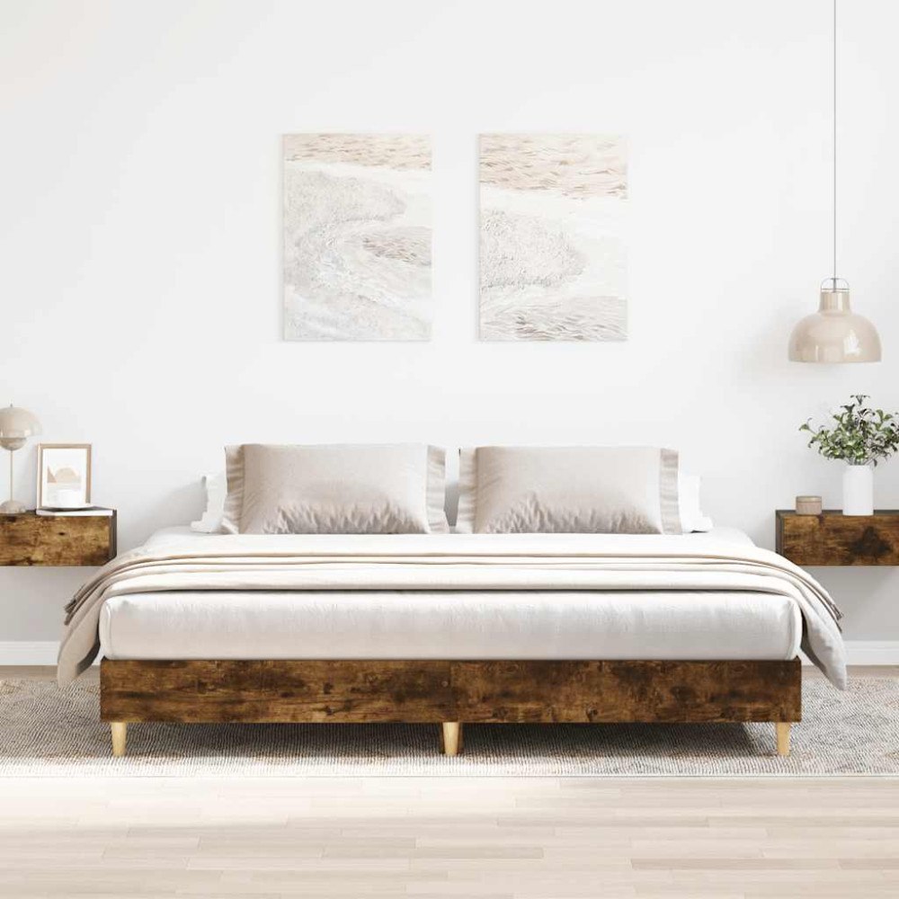 vidaXL Sängram utan madrass rökt ek 180x200cm konstruerat trä