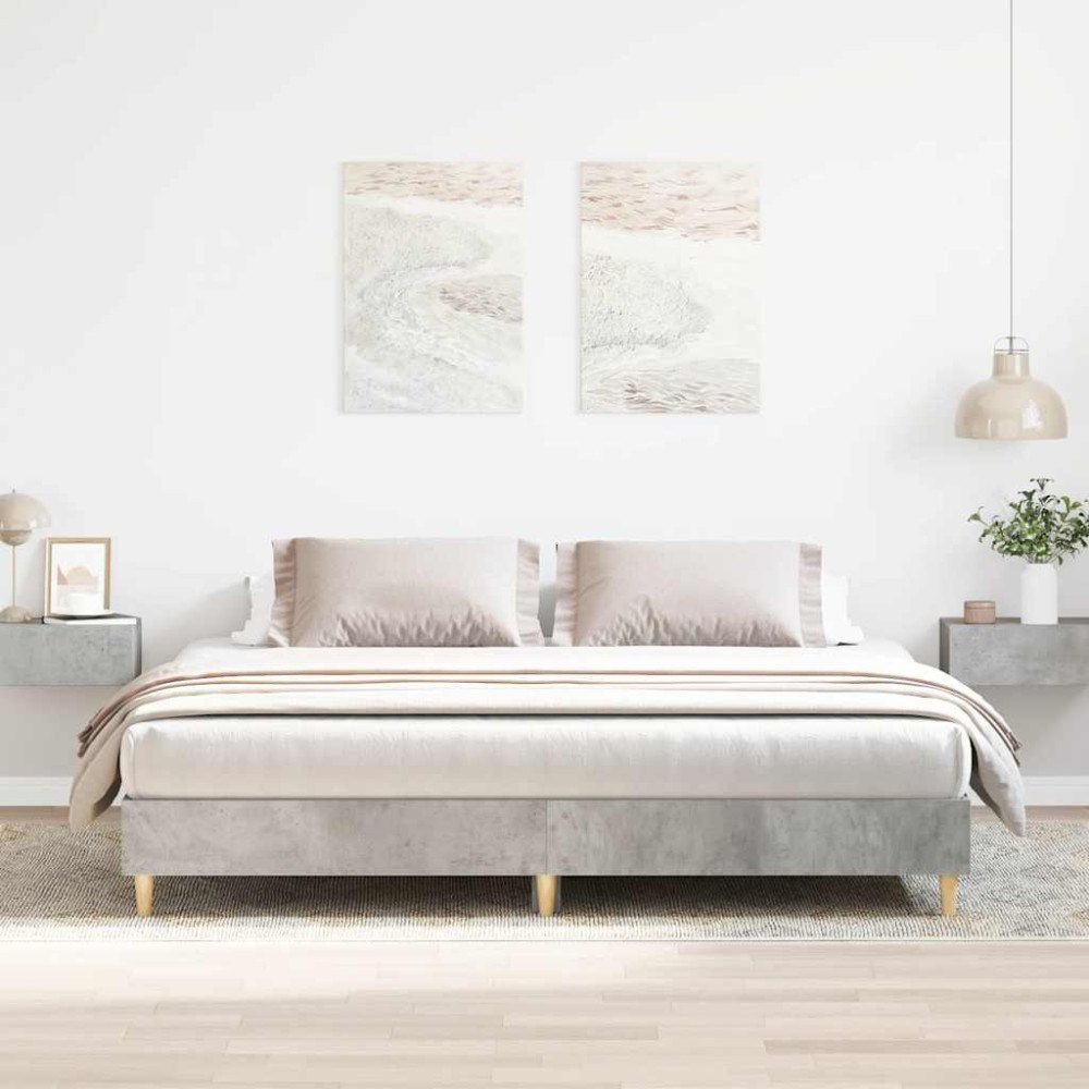 vidaXL Sängram utan madrass betonggrå 160x200cm konstruerat trä
