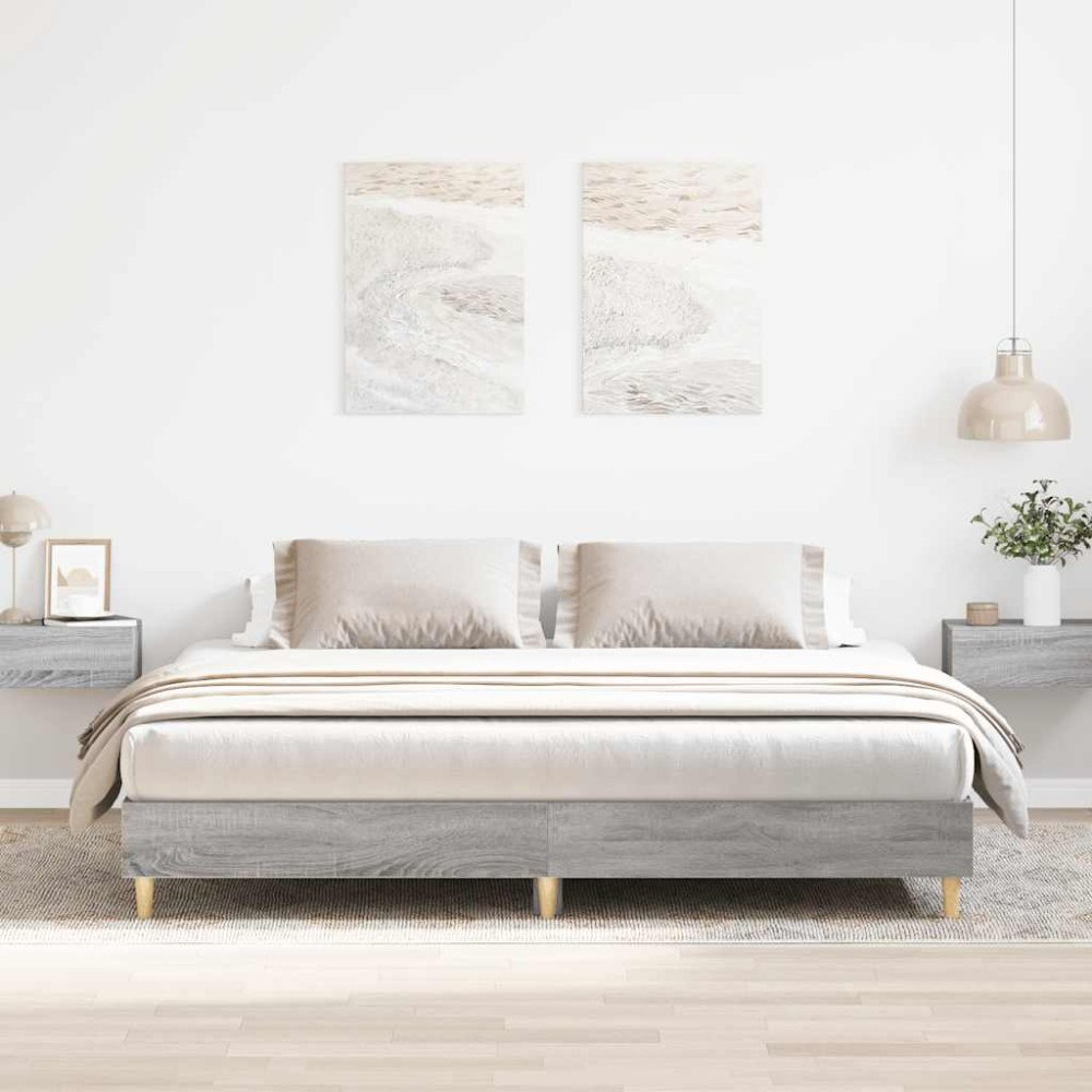 vidaXL Sängram utan madrass grå Sonoma 160x200cm konstruerat trä