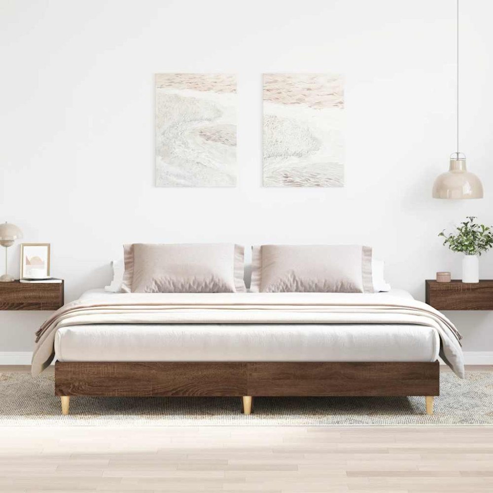 vidaXL Sängram utan madrass brun ek 160x200 cm konstruerad trä