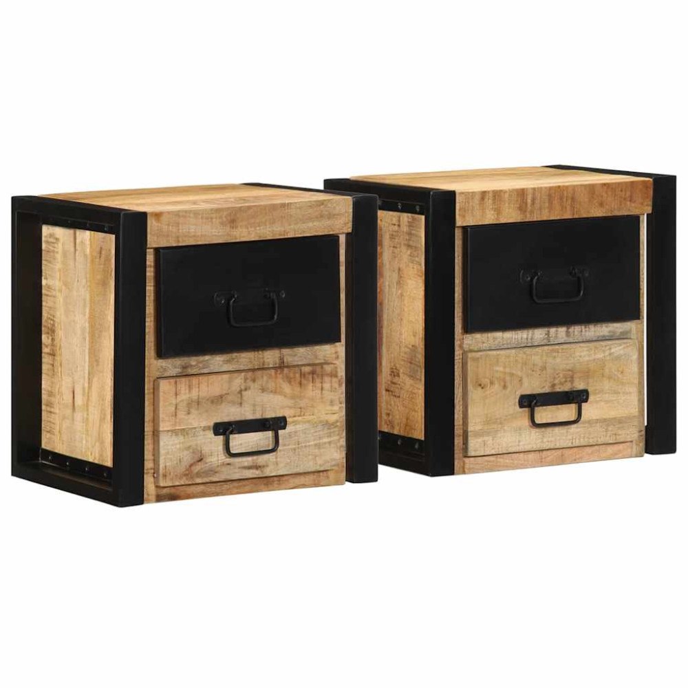 vidaXL Sängbord 2 st 40x35x40 cm massivt grovt trä mango